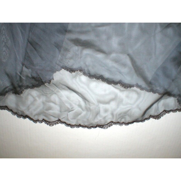 NWT New Designer Josie Natori Silk Womens Sheer Gown Chemise S Gray Lace Trim - Picture 4 of 5